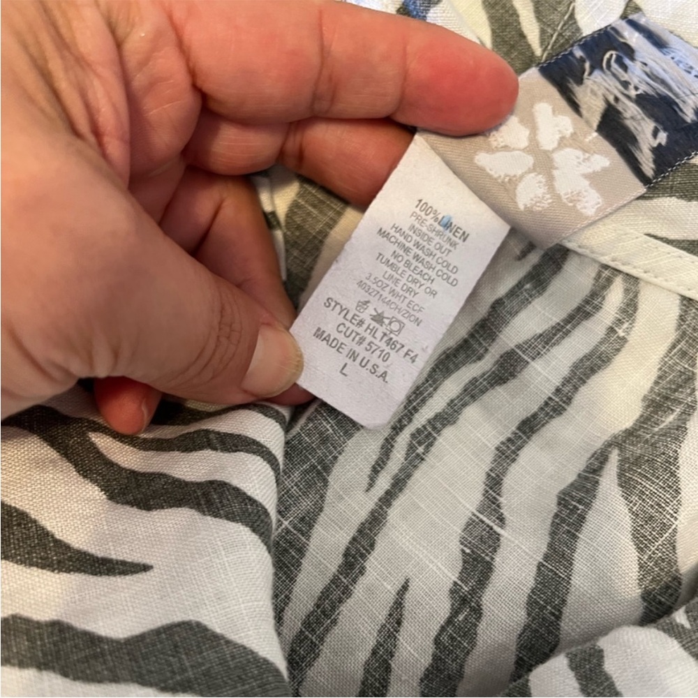 Match Point 100% Linen Grey Zebra Print Lagenlook Bohemian Tunic Mini Dress - Picture 4 of 10